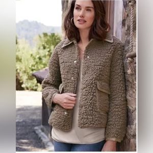 Soft Surroundings Margarete Faux Fur Snap Up Jacket